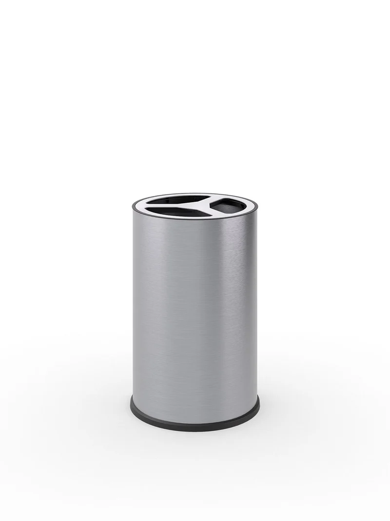 Pattumiera a Bidone Ø 45,5x70,5 cm 3 Scomparto da 33 L in Acciaio Inox Satinato