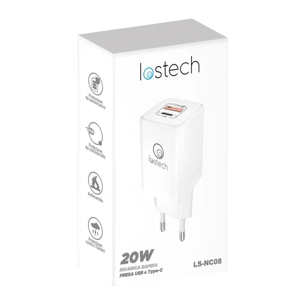 Presa USB a e USB C 20W Ls NC08 Caricatore