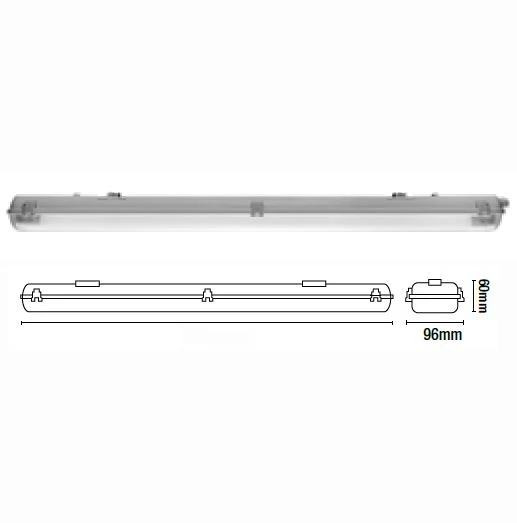 PLAFONIERA VUOTA X 2 TUBI LED 150MM