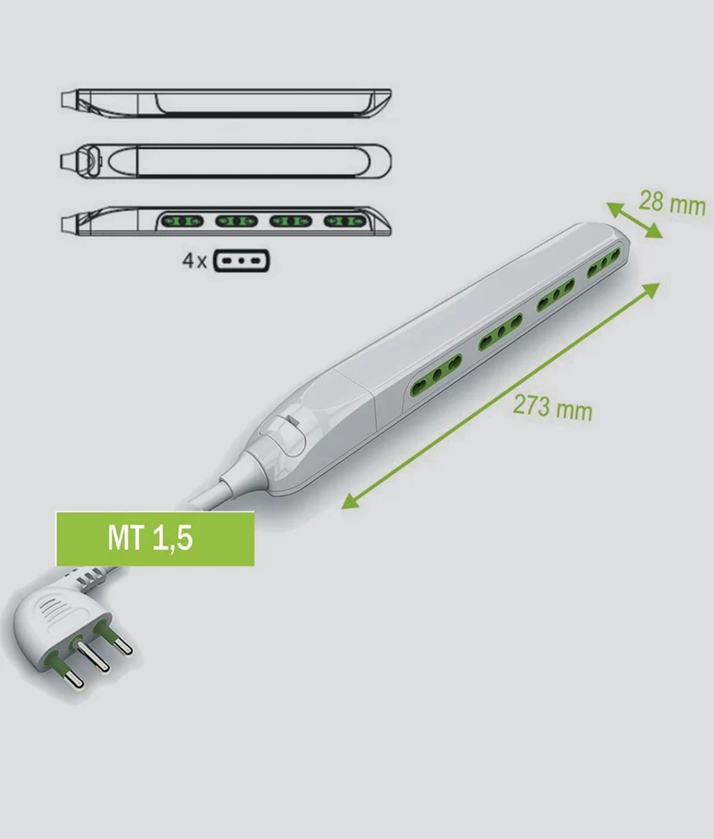 MULTIPRESA 1,5MT SLIM S/SPAZIO 4P.