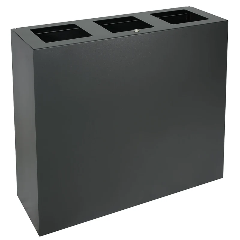 Pattumiera per Raccolta Differenziata 3 Scomparti Capacità 180 lt 90x30x80 cm in Acciaio Antracite