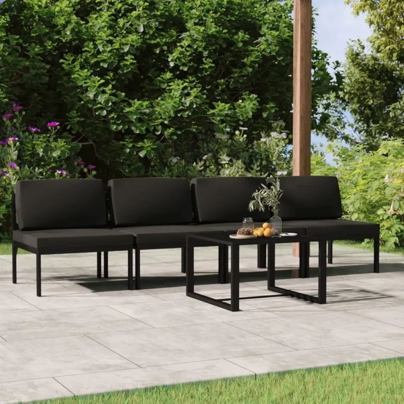 Set Divani da Giardino 5 pz con Cuscini in Alluminio Antracite 3107786