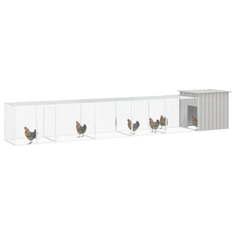 Gabbia per Polli Grigia 600x91x100 cm Acciaio Zincato 3106463