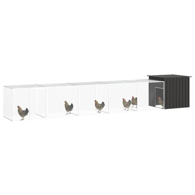 Gabbia per Polli Antracite 600x91x100 cm Acciaio Zincato 3106455