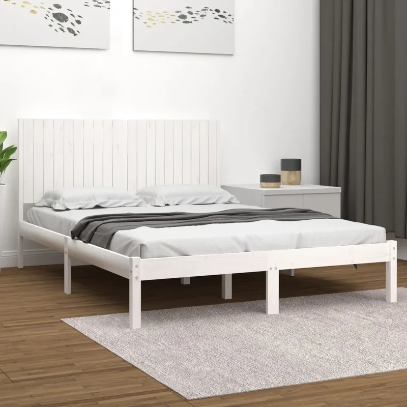 Giroletto senza Materasso Bianco 200x200 cm Legno Massello Pino 3104434