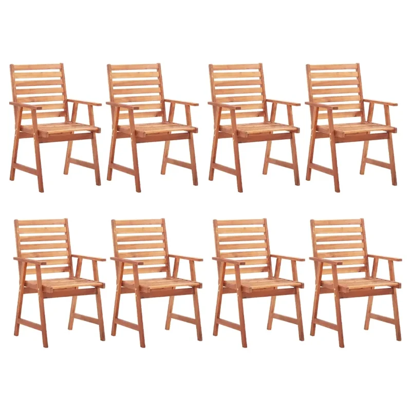 Sedie da Pranzo da Esterni con Cuscini 8 pz Massello di Acacia 3078397