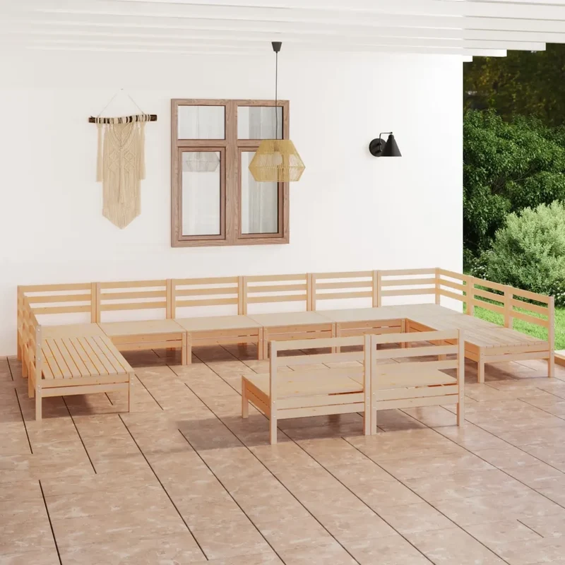 Set Salotto da Giardino 12 pz in Legno Massello di Pino 3083454