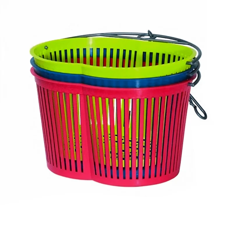 Cestino porta mollette in plastica resistente colori assortiti con manico ergonomico