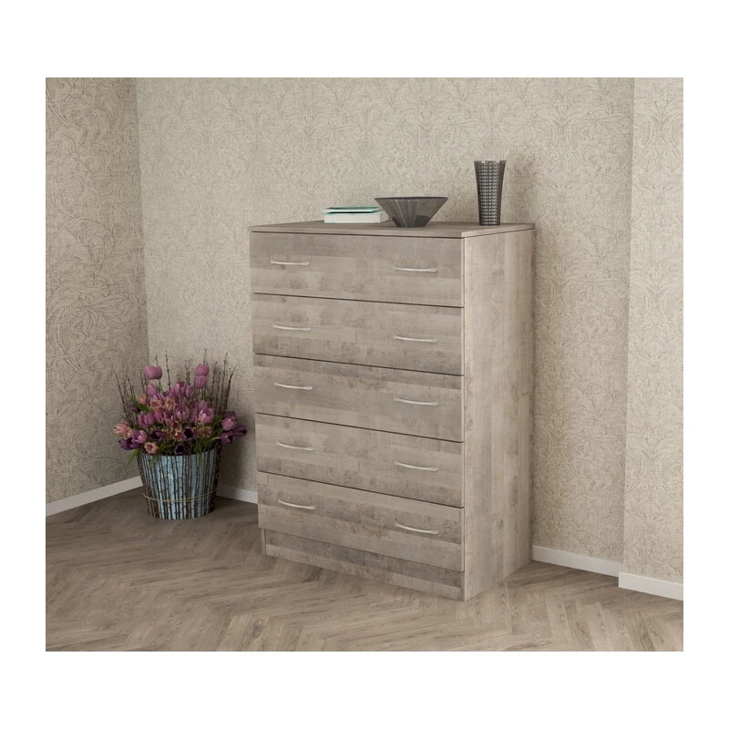 Kit Cassettiera 5C 80 x 45 x 111 cm Rovere Pl