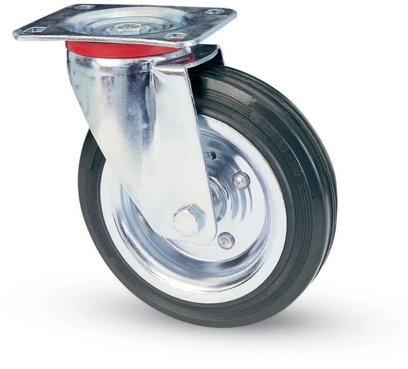 Ruota Industriale D 180 mm Gomma 80 Piastra Gir Avo