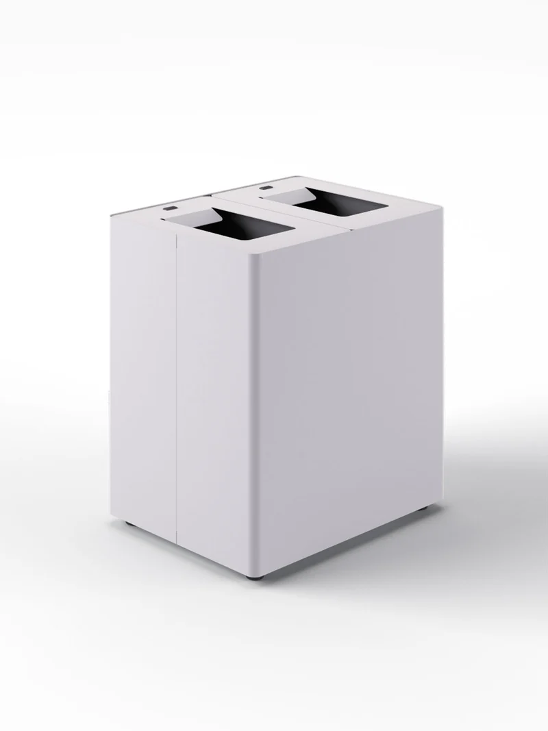 Pattumiera a 2 Scomparti Totale 90 L 56x44x 63 cm con Contenitori Interni in Acciaio Verniciato Bianco