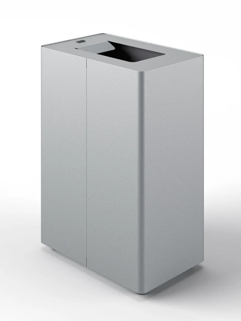 Pattumiera a 1 Scomparto da 45 L 44x28x63 cm con Contenitore Interno in Acciaio Verniciato Grigio