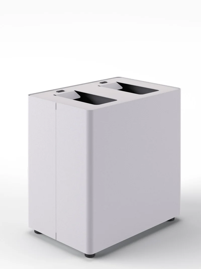 Pattumiera a 2 Scomparti Totale 48 L 48,5x33x49 cm con Contenitori Interni in Acciaio Verniciato Bianco
