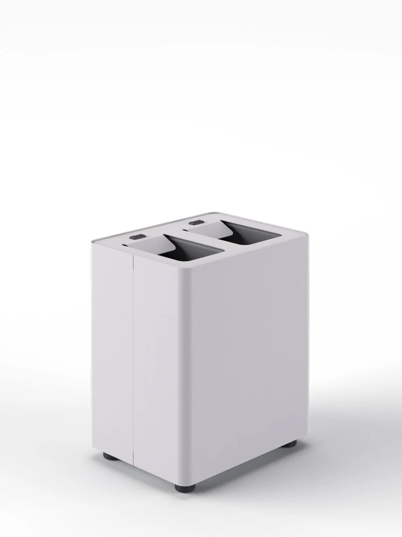 Pattumiera a 2 Scomparti Totale 16 L 33x25,5x39 cm con Contenitori Interni in Acciaio Verniciato Bianco