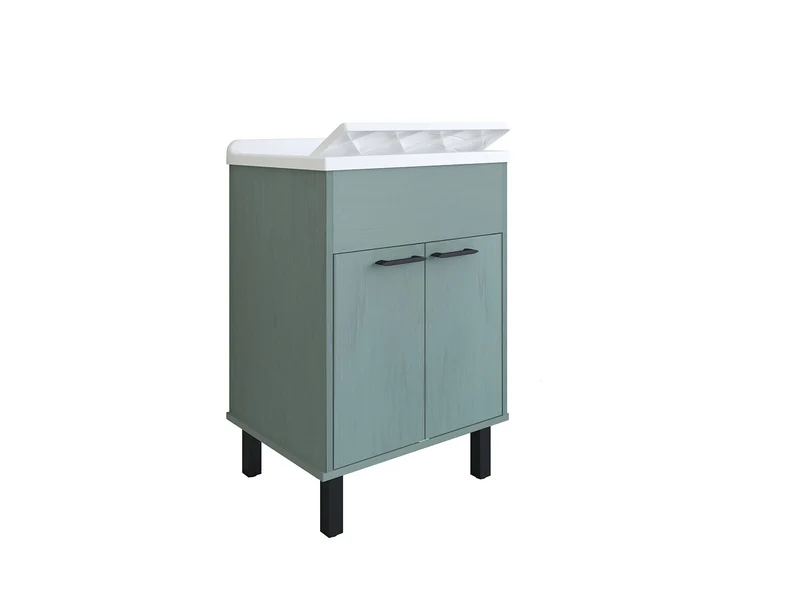 Mobile Lavatoio Smeraldo 60x50x85 cm con Vasca in PP Struttura in PVC Verde Scuro
