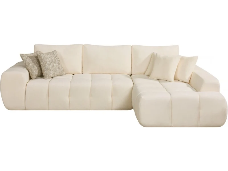 Divano ad angolo destro in tessuto stile "bubble" "Sidonie" - 4 posti - Beige
