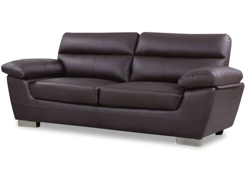 Divano in pelle rigenerata / PVC "DALLAS" - 3 posti - Cioccolato.