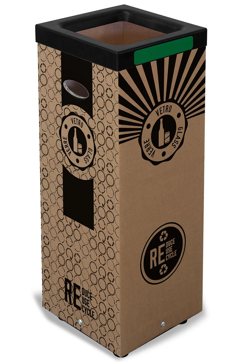Contenitore per Rifiuti Vetro Cover Superiore in Plastica 39x39x 83,4 cm in Cartone