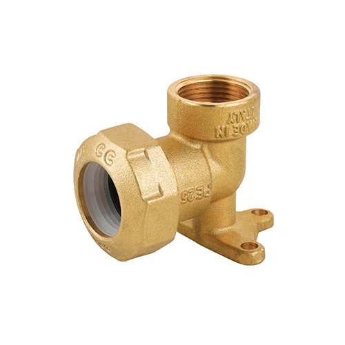 Gomito femmina con flangia in ottone per tubo pe 3/4x25