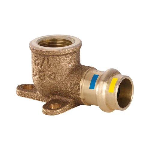 Gomito 90 f fil.f con flangia a 3 fori a pressare acqua gas b one diam 15 x 1/2
