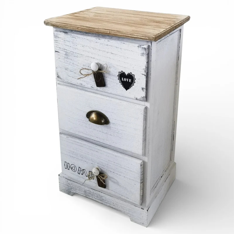 Mobile mobiletto bianco in legno con 3 cassetti 35x28xH56 cm