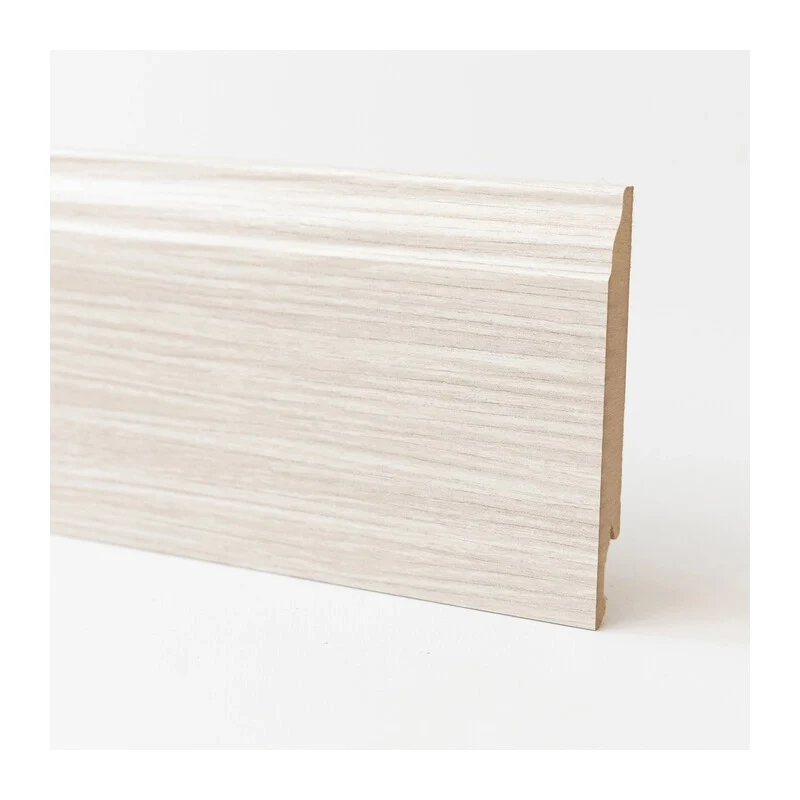 Battiscopa 120 x 14 MDF Barocco 240 cm Rovere Sbiancato 5 Pezzi