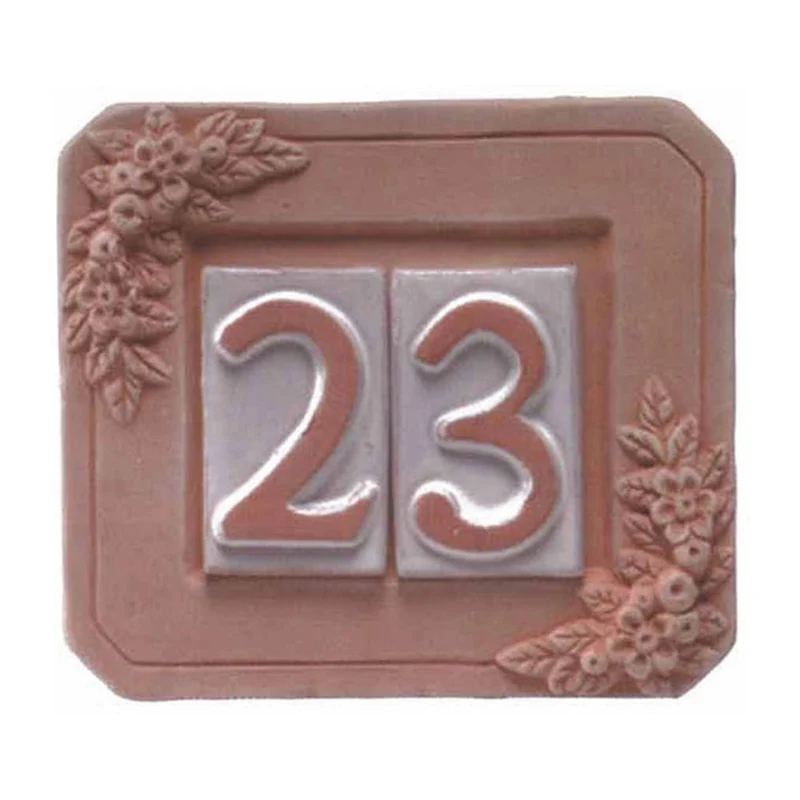 Portanumero in terracotta 2 posti 18x16 cm - Set 5 pz