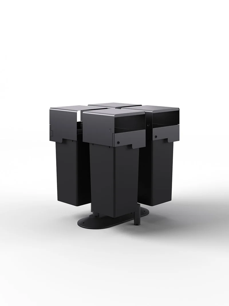 Portarifiuti Quadruplo su Base Coperto con Serratura 4 Contenitori da 73 L 90x90x107,5 cm Grigio Antracite