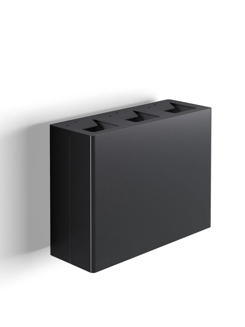 Pattumiera a Muro a 3 Scomparti Totale 60 L 76x28x56 cm con Contenitori Interni in Acciaio Verniciato Nero