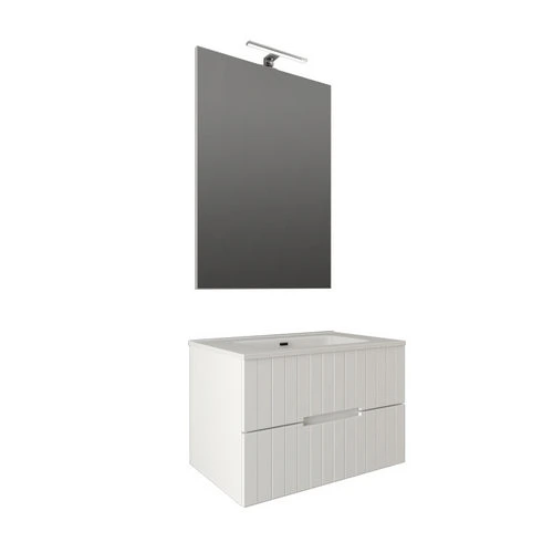 Mobile bagno sospeso completo vania grigio nuvola l. 74 cm