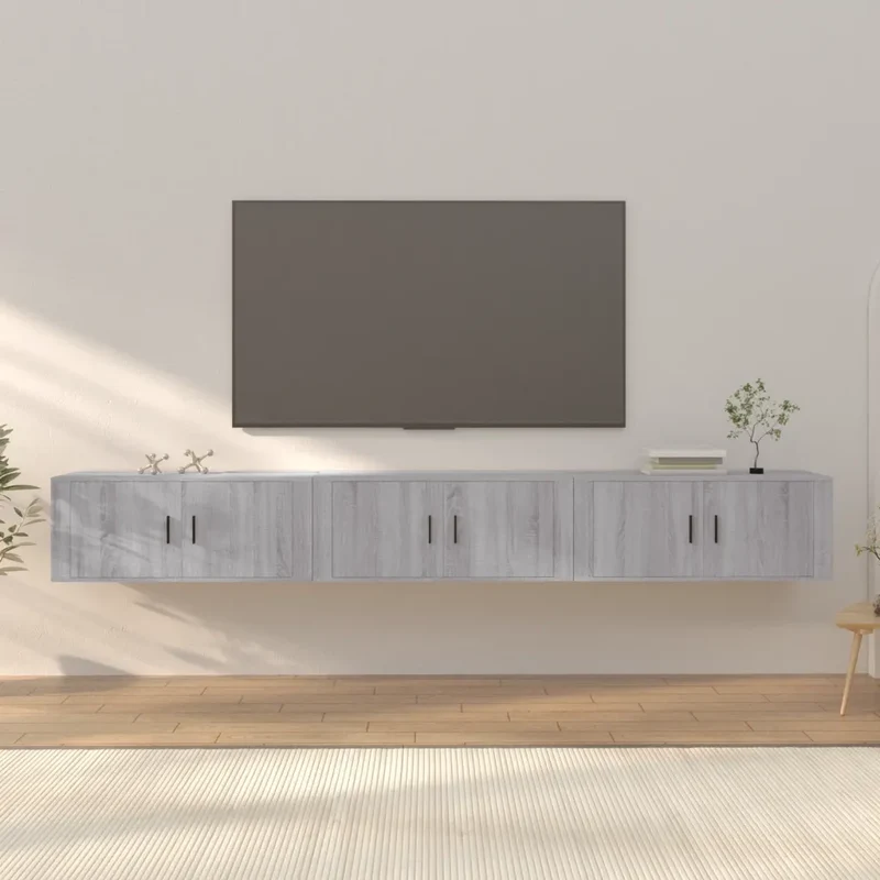 Mobili Porta TV a Parete 3 pz Grigio Sonoma 100x34,5x40 cm 3188380