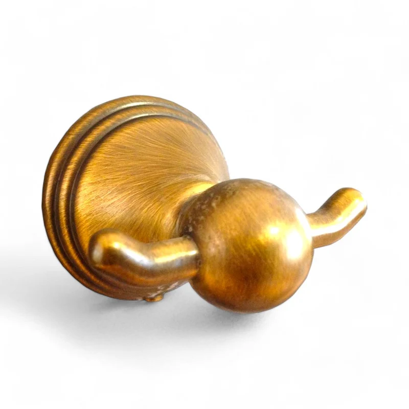 Appendiabiti in ottone bronzato da bagno doppio gancio 2 posti Linea Bronze