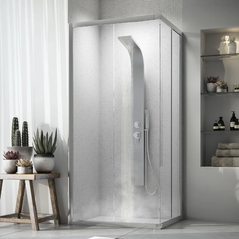 Pannello doccia multifunzione in acciaio inox con getti massaggio e miscelatore manuale Massage 01