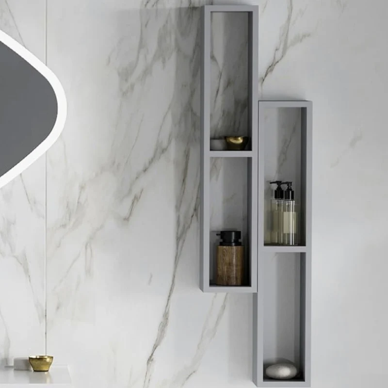 Mobile da bagno scaffaletto H80 cm pensile a 2 ripiani in legno nobilitato grigio