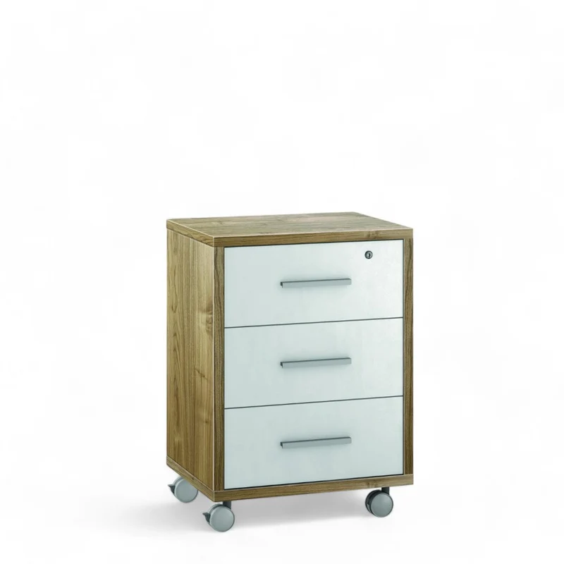 Cassettiera ufficio con ruote 3 cassetti MDF colore bianco dimensioni 51x41x71 cm ideale per organizzare documenti e accessori