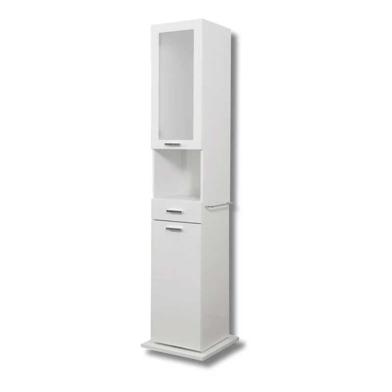 Colonna mobile da bagno girevole con specchio e ante apertura a destra 43x43xH191 cm
