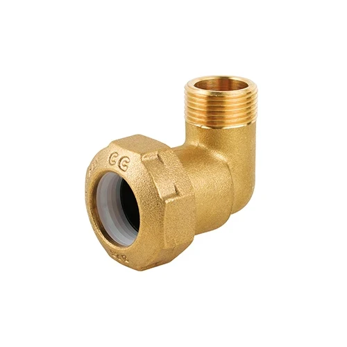 Gomito maschio in ottone per tubo pe 3/4 x 25