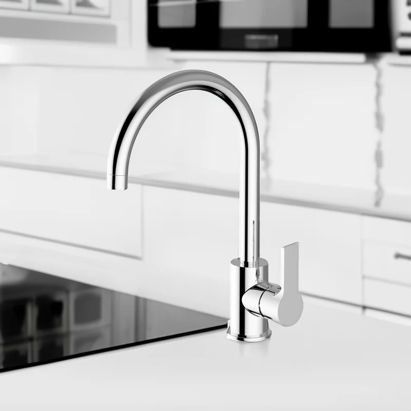 Miscelatore lavello cucina canna a U cromo