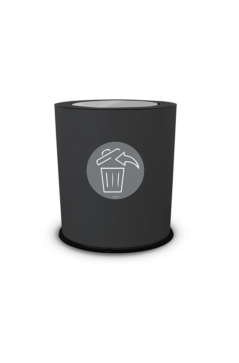 Pattumiera a Bidone con Coperchio Basculante Ø35x40 cm 4 Scomparti 38 L Totali in Metallo Verniciato Nero