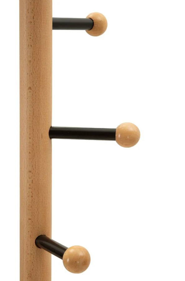 Appendiabiti da Terra Step Ø37x172 cm in Metallo e Faggio e Marmo Nero e Marrone