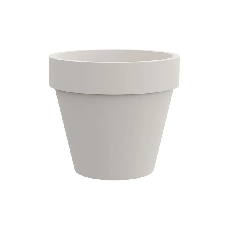 Vaso Rotondo Design Classico Indoor e Outdoor Tera Standard One Chalk Ø40 cm in Plastica Bianco Gesso