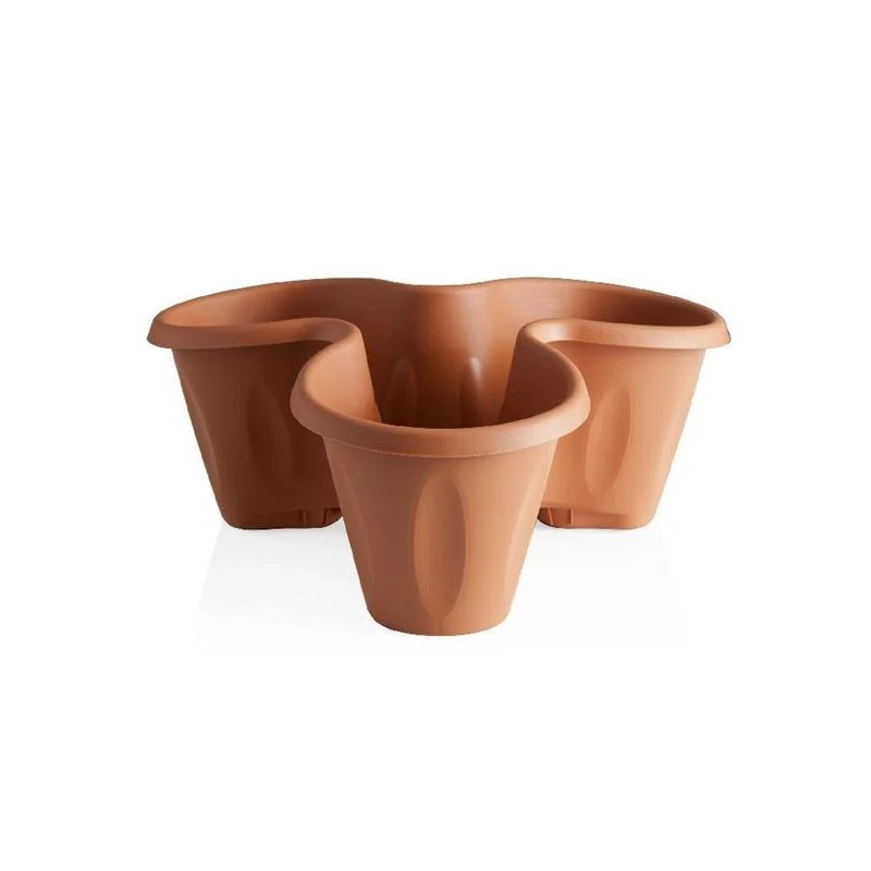 Vaso Trifoglio Set Terracotta 3 Pezzi