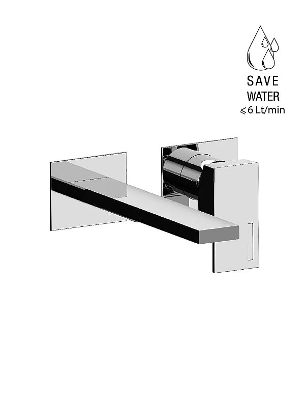 Parte Esterna Batteria F.LLI Frattini Per Lavabo a Parete Senza Scarico, Piastre in Ottone Canna da 20,5 cm Linea Vitadue