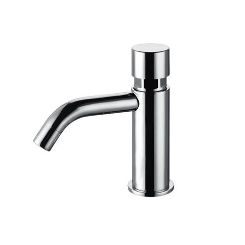 Rubinetto temporizzato time canna tonda per lavabo cromo
