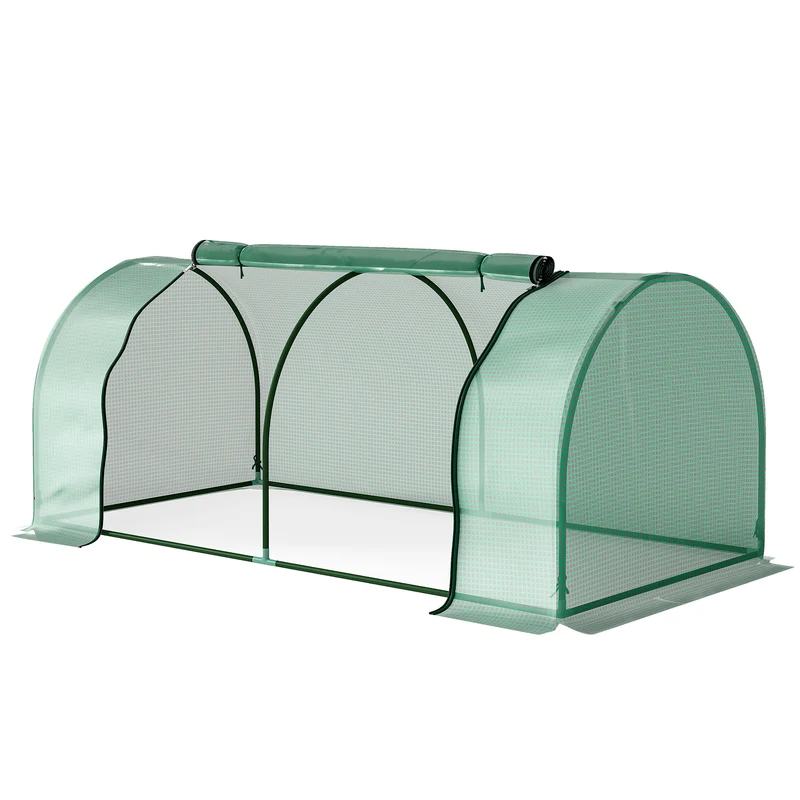 Serra da Giardino a Tunnel 200x100x80 cm in Acciaio e con Copertura in PVC Verde