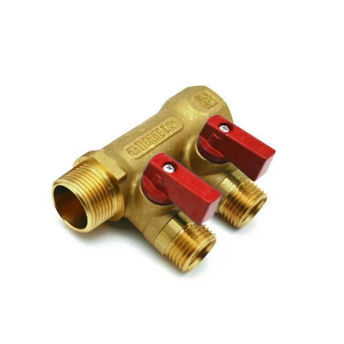 Collettore nino 2 vie con valvole a sfera 3/4 x 1/2 2 vie rosso