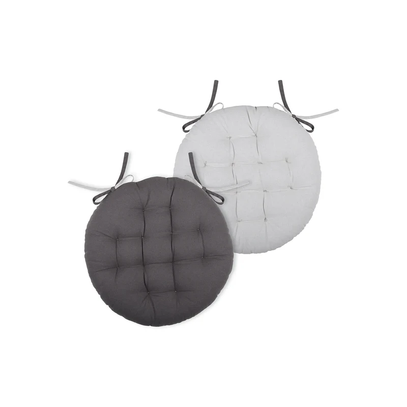 Cuscino coprisedia Duo Galette grigio/ perle tondo