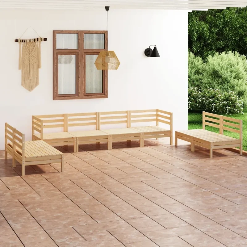 Set Divani da Giardino 8 pz in Legno Massello di Pino 3082572