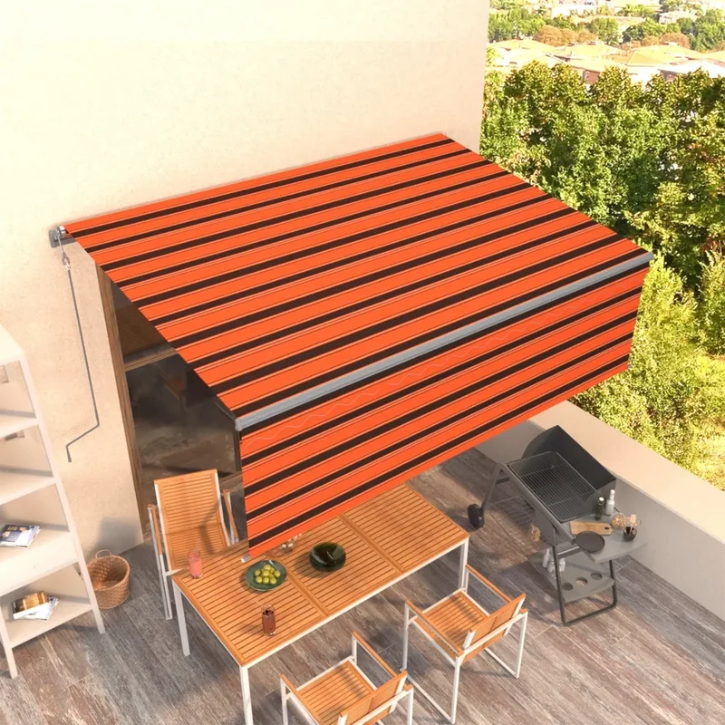 Tenda da Sole Retrattile Automatica 4,5x3m Arancione e Marrone 3069450