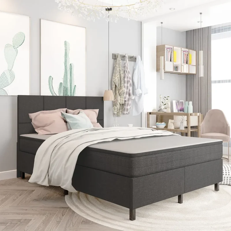 Letto a Molle Grigio Scuro in Tessuto 140x200 cm 3054798